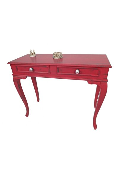 Evim Hizmet 120 Cm Çekmeceli Kırmızı Eskitme Dresuar Makyaj Masası