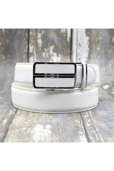 AKSESUARIM Men's Steel Buckle Genuine Leather Automatic Buckle Belt