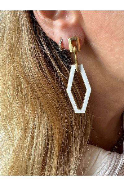 Juju Bronze Enamel Lozenge Earrings