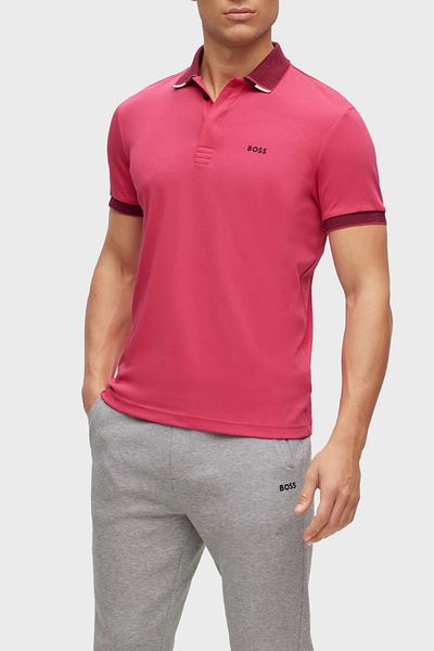 Hugo boss pink polo shirt deals