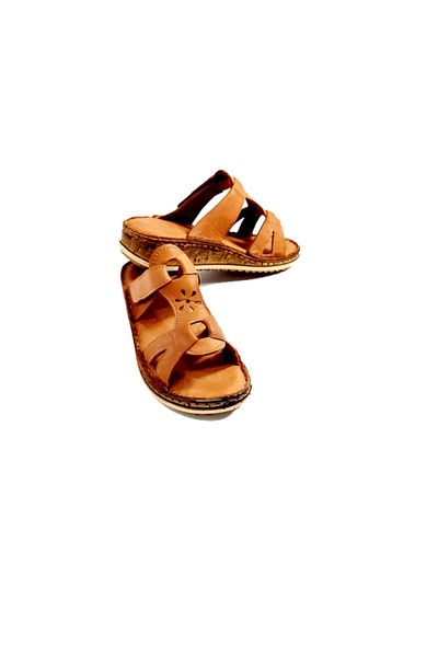 KAPAR Women's Brown Leather Slippers