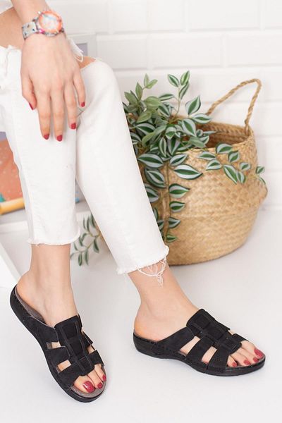 Moda Frato Cv-150988 شبشب نسائي مرن باللون الأسود