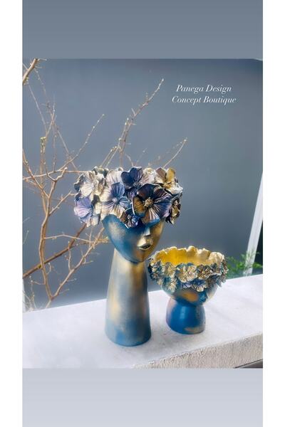 Panega Design Çiçekli Kadın Vazo Takım 2’li