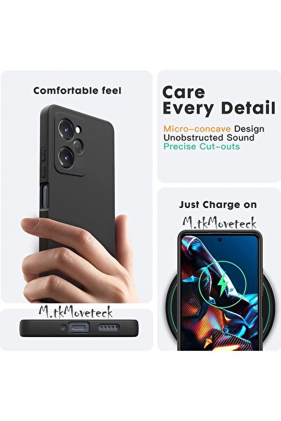 m.tk moveteck Xiaomi Poco X5 Pro 5g Compatible Case Soft Soft Matte Silicone + 9H Screen Protector Set Camera Protruding
