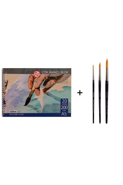 Talens Set de pensule pentru acuarelă Vangogh 191 și caiet A5 200gr