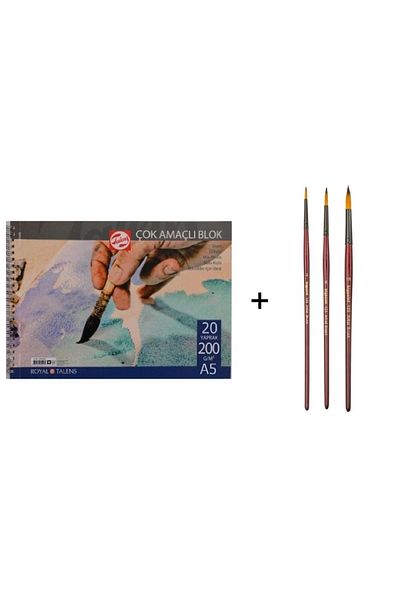 Bigpoint Set Pensule pentru Acuarela Seria 123 Si Caiet Talens A5 200gr