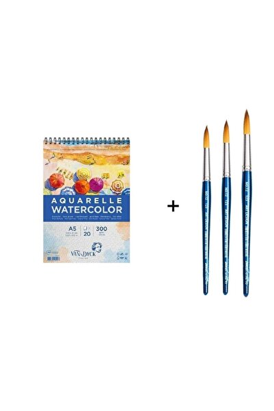 Art Tone Art Design 123 Набір пензлів для акварелі та блокнот Van Dyck A5 300 г
