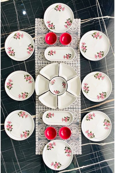 VENÜS HOME DECORATION Snow Flower 21 Piece Breakfast Set for 8 Persons