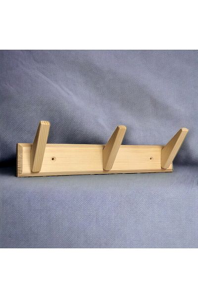 Tek-İş Triple 3-piece Solid Wood Coat Rack Wall Hanger