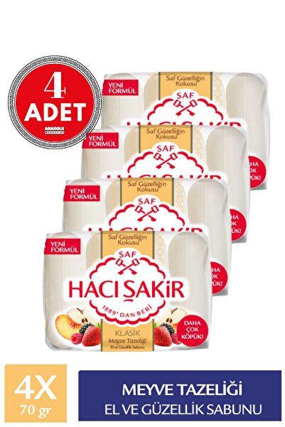 Hacı Şakir Klasik Meyve Tazeliği Güzellik Sabunu 4x70 G 4 Adet