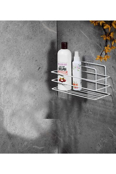 Sas Haus Lifetime Stainless Adhesive Bathroom Organizer Shampoo Holder Shower Shelf White Tş-01 1 Piece
