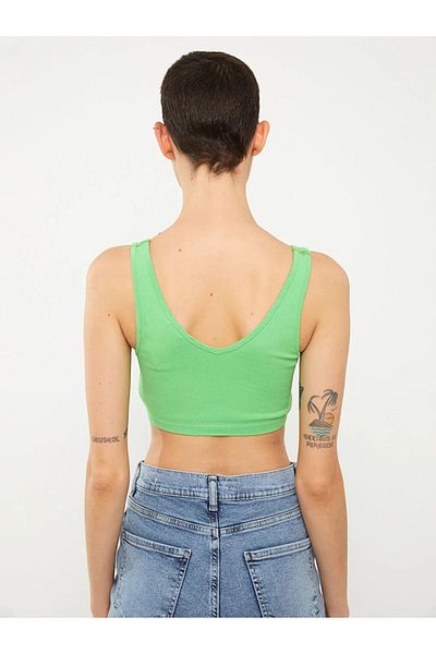 LC Waikiki Lcw Casual V-Neck Plain Crop Seamless Women's Tank Top