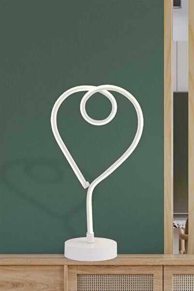 NisaLuce Kalp Ledli Abajur-beyaz