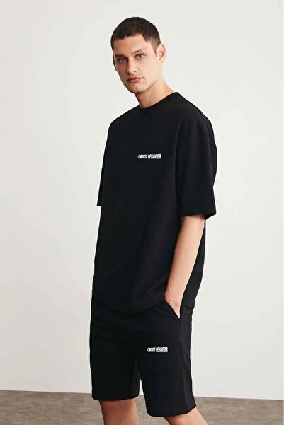 Keywest Worst Behavior Baskılı Oversize Yazlık Alt Üst T-shirt Şort Takım