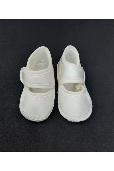 BERKAY Sundan Baby Girl Booties Newborn Satin Plain Cream