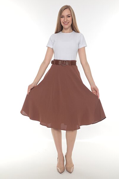 SORALLİNE Women's Etamine Pattern Flared Skirt Spring Dress 70 Cm Length 780 ...