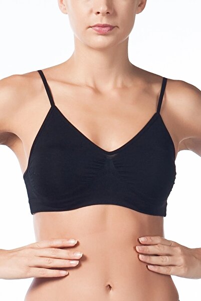 Miss Fit 1315 بوستير نسائي أساسي محبوك أسود بدون خياطة مع أشرطة رفيعة