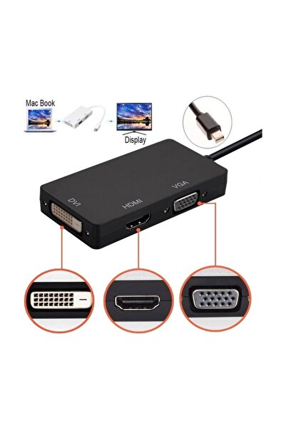 Concord Mini Display Port 3in1 Hdmi Vga Dvi Çevirici Dönüştürücü Aktarım