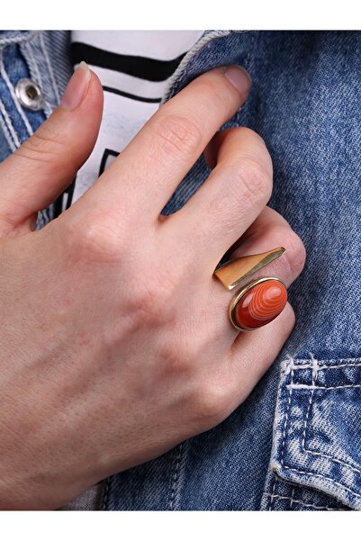 esha خاتم نسائي من الحجر الطبيعي قابل للتعديل مصنوع من حجر العقيق اليمني الطبيعي