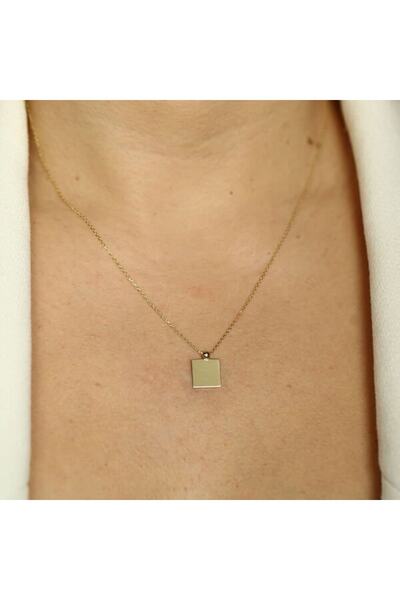 by milo jewellery Kare Gold Isimlik Kolye
