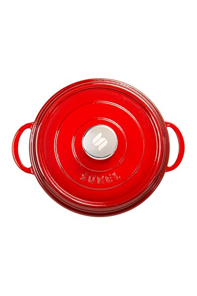 Sürel SÜREL DÖKÜM 24 CM YUVARLAK SIĞ DÖKÜM TENCERE DEGRADE KIRMIZI