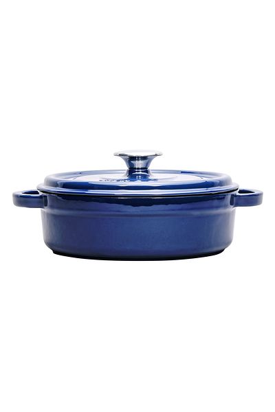 Sürel Aroma Lid Blue Round Shallow Cast Pot 24 Cm