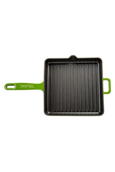 Sürel Green Square Grilled Iron Cast Pan 25 cm
