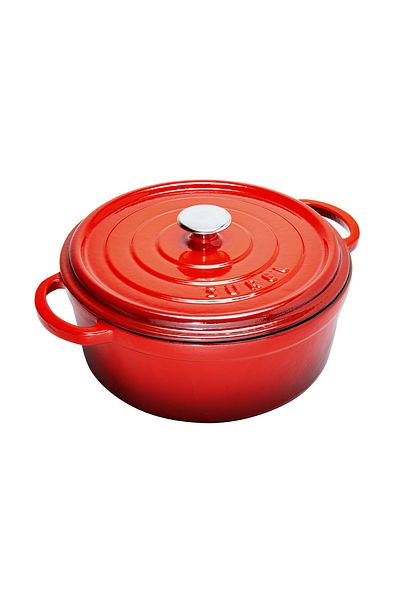 Sürel Aroma Lid Red Round Cast Iron Pot 32 Cm