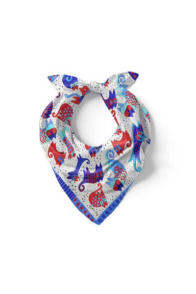 Bursa İpek Indigo Saks Patterned Silky Handkerchief