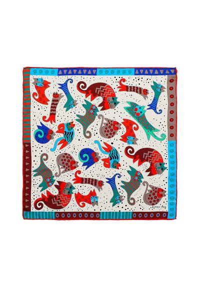 Bursa İpek Green Burgundy Patterned Silky Handkerchief