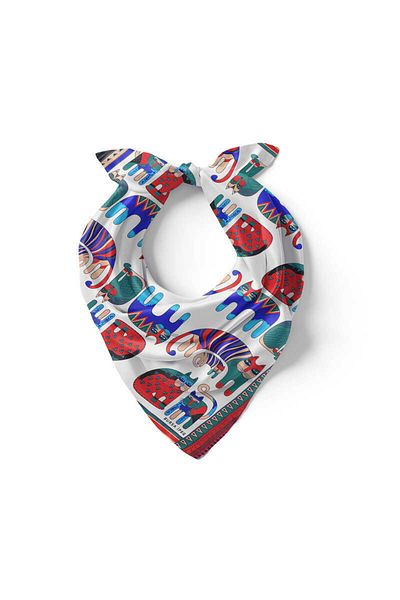 Bursa İpek Gray Red Patterned Silky Handkerchief