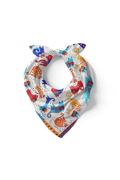 Bursa İpek Turquoise Beige Patterned Silky Handkerchief