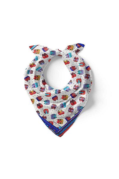 Bursa İpek Saks Red Patterned Silky Handkerchief