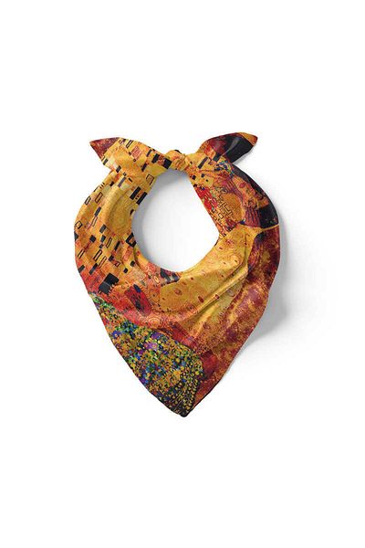 Bursa İpek Silky Handkerchief - Yellow Kiss Design