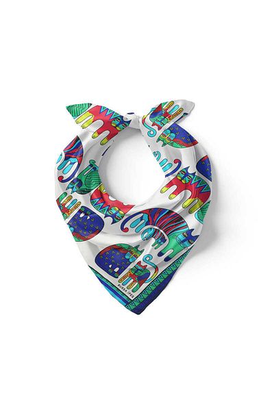 Bursa İpek Mint Benetton Patterned Silky Handkerchief