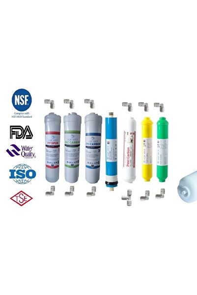 Filtre Dünyası Aquafly 12" Inline 7li Takım Alkali Mineral Su Arıtma Filtresi Kapalı Kasa Cihaz Uyumlu