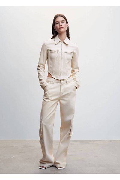 MANGO Woman Pantaloni Cargo Jean cu buzunare