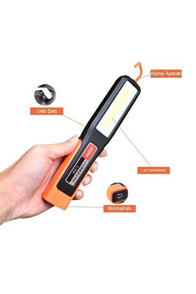 Bvs Elektronik El Feneri Şarjlı Led Aydınlatma Mıknatıslı