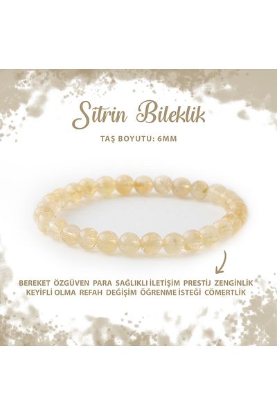 Deniz Doğal Taş Certified Citrine 6mm Natural Stone Bracelet