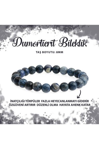 Deniz Doğal Taş Sertifikalı Dumortierit 8mm Doğal Taş Bileklik