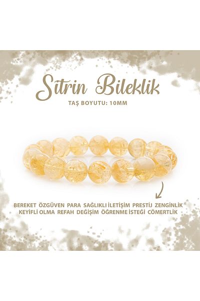 Deniz Doğal Taş Certified Citrine 10mm Natural Stone Bracelet