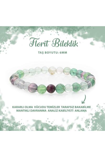 Deniz Doğal Taş Sertifikalı Yeşil Florit 6mm Doğal Taş Bileklik