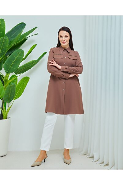 Wazze Süs Cep Detaylı Düğmeli Tunik