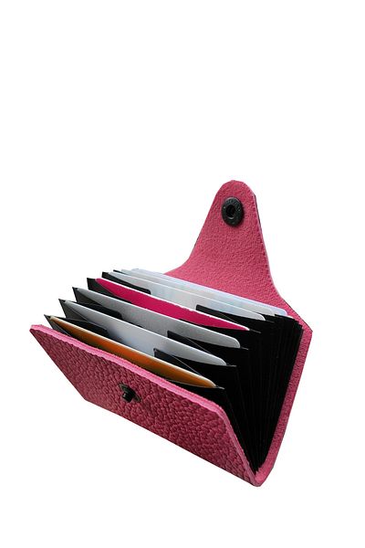 Kemer Dünyası Unisex 10 Compartment New Small Mold Fuchsia Credit Card Holder - Wallet
