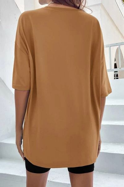 MODAGEN Set tricou-colanti oversize maro imprimat pentru damă 