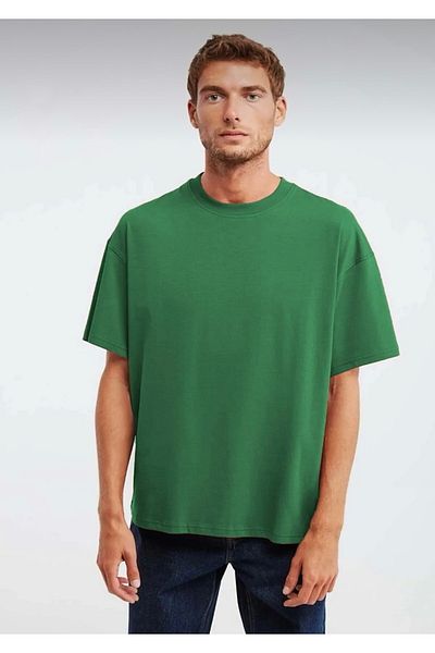 Josette Μπλουζάκι Unisex Green Plain Crew Neck Oversize