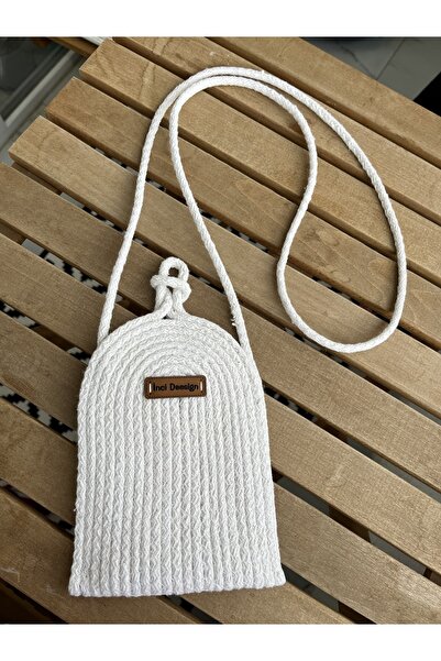 NCDSGN Cep Telefonu Çantası, El Yapımı Pamuklu Kordon Ip, Çapraz Askılı Ekru ...