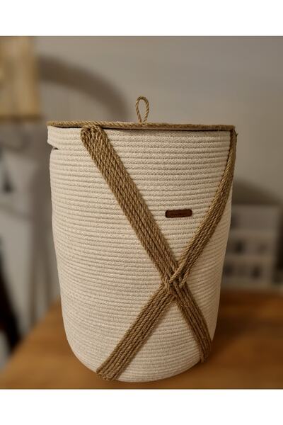 Zuviel Deco 30x40 wicker laundry basket with lid, multi-purpose basket, toy basket, wicker toy basket