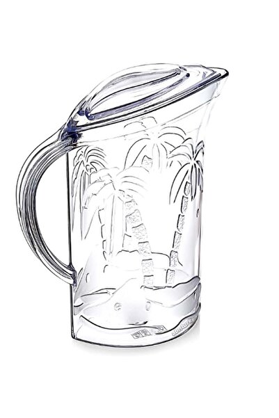 abnturk Akrilik Kristal Palmiye Desenli Şeffaf Sürahi 2 Litre Koku Yapmaz Lük...