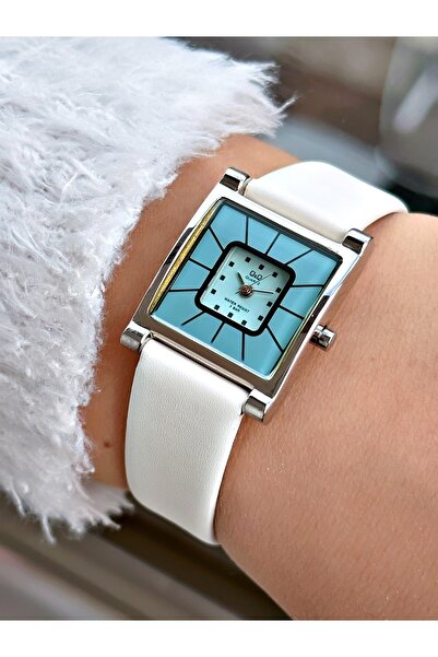 Q&Q Q888j112yw ساعة يد نسائية ريترو بسلك جلدي